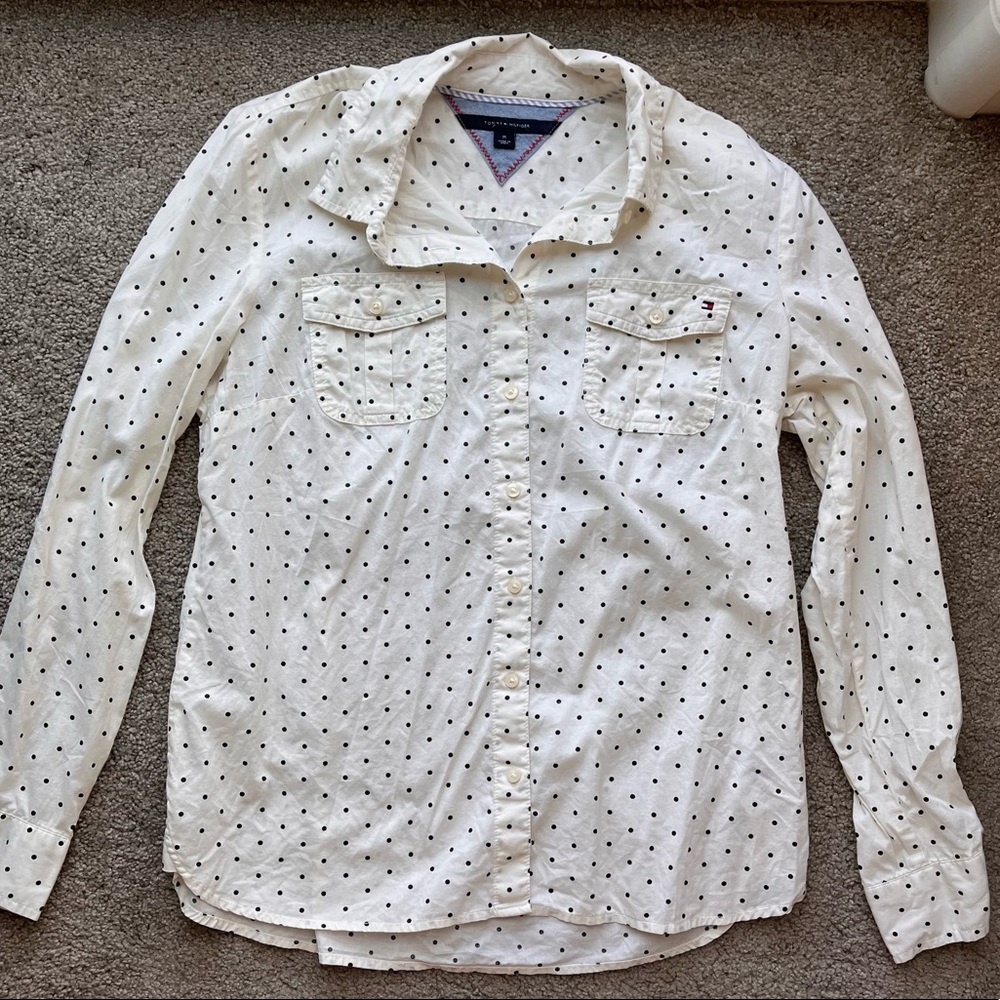 polka dot button down